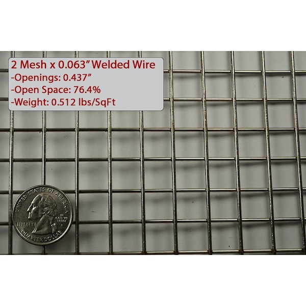 Rectangular Wire Mesh Basket: 18Lx18Wx12H, 304 SS, 5/16 Rod Frame, Mesh: 2 X .063
